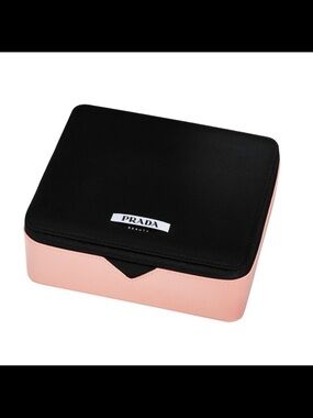 Prada Black and Pink Silky Material Makeup Bag/Box